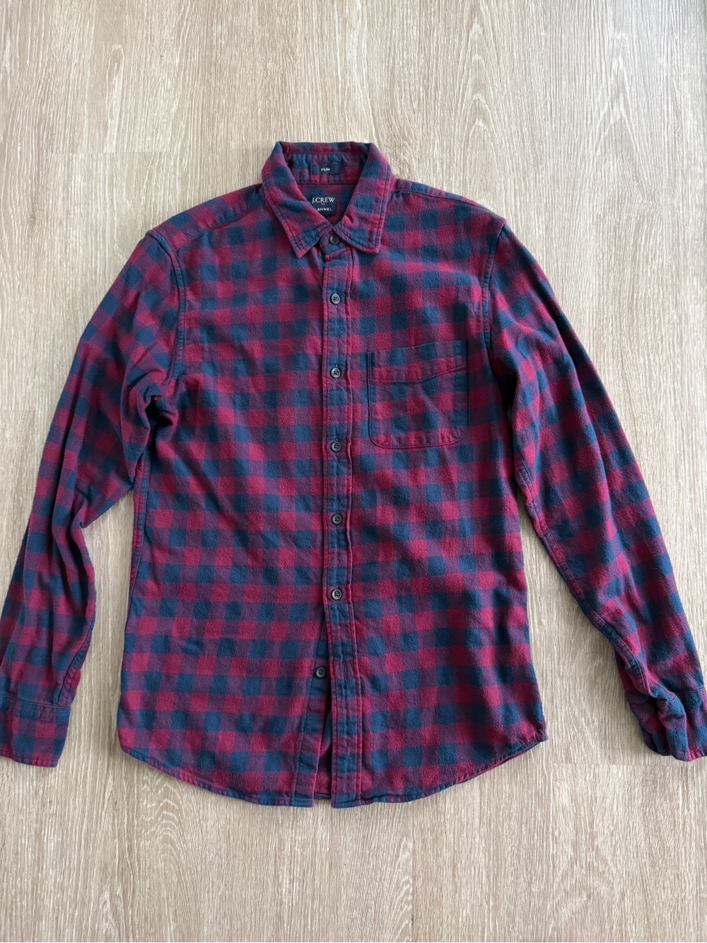 J Crew Men's Red Blue Check Flannel Size Small